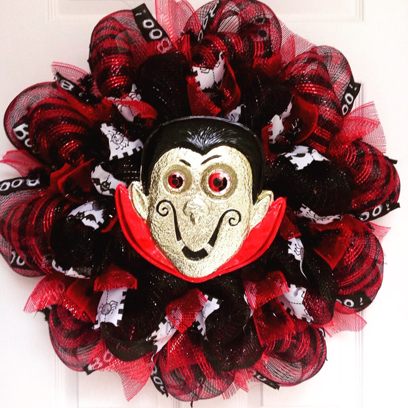 Couronne d'Halloween vampire avec yeux en mouvement, 28 Inch
