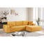 Canapé modulaire convertible, confortable à 4 places en velours côtelé doux jaune gingembre, canapé-lit avec rembourrage en mousse complète, pour des espaces de vie flexibles, orienté vers la droite, aucune zone de canapé en velours côtelé ne nécessitant d'assemblage,-54941314-54941313