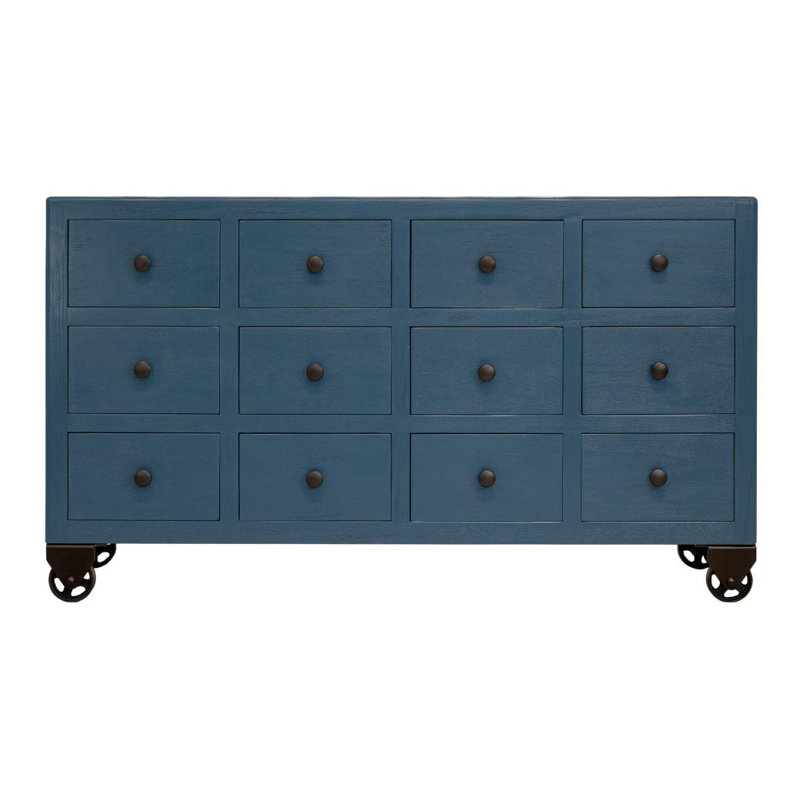 Console à 12 tiroirs Oslo avec roulettes en métal Oslo, Bleu