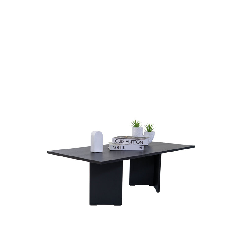 Table basse rectangulaire à base de dalle, noire, Black