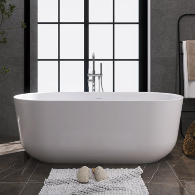 67" Freestanding Soaking Acrylic Bathtub