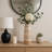 Modern Glass Vase with Sculptural Oval Pattern Design for Home Table Decor - Decorative Tall Flower Vase Accent for Shelf, or Living Room Styling - Tan-421784564
