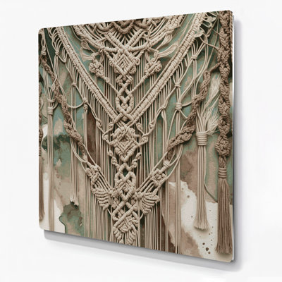 «Botanical Boho Botanical Macrame», art mural en métal brun
