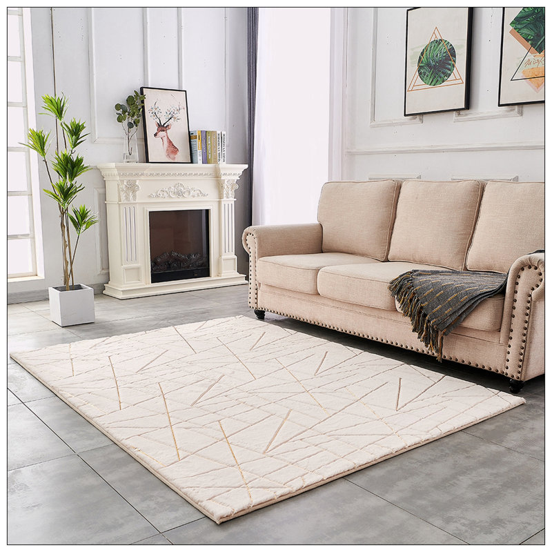 Tapis en fausse fourrure Chinchilla, Rectangle 5 pi x 7 pi