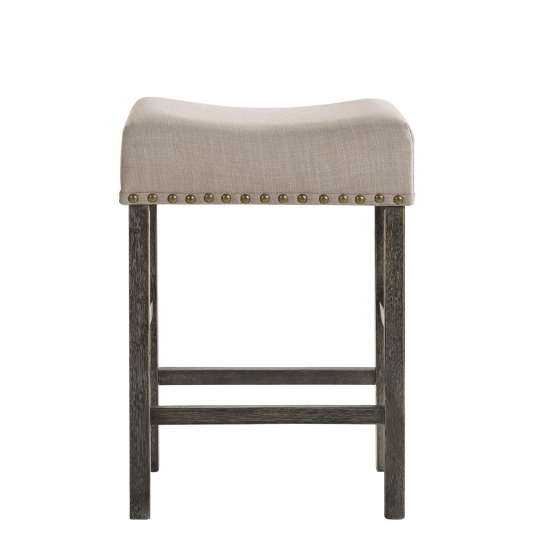 Tabouret de comptoir rembourré Haigh , Gris patiné