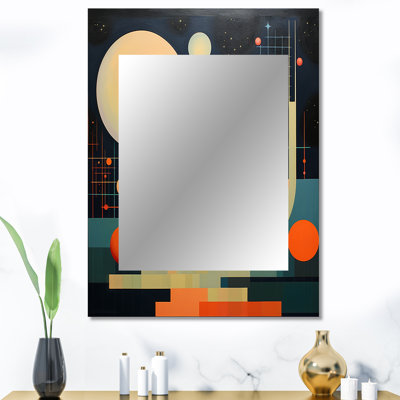 Pleine lune Visions Mid-Century géométrique abstrait - miroir mural moderne unique Mid-Century