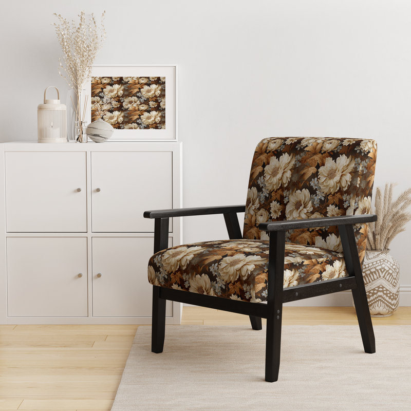 Chaise d'appoint florale Cobalt, Motif victorien élégant brocart rustique
