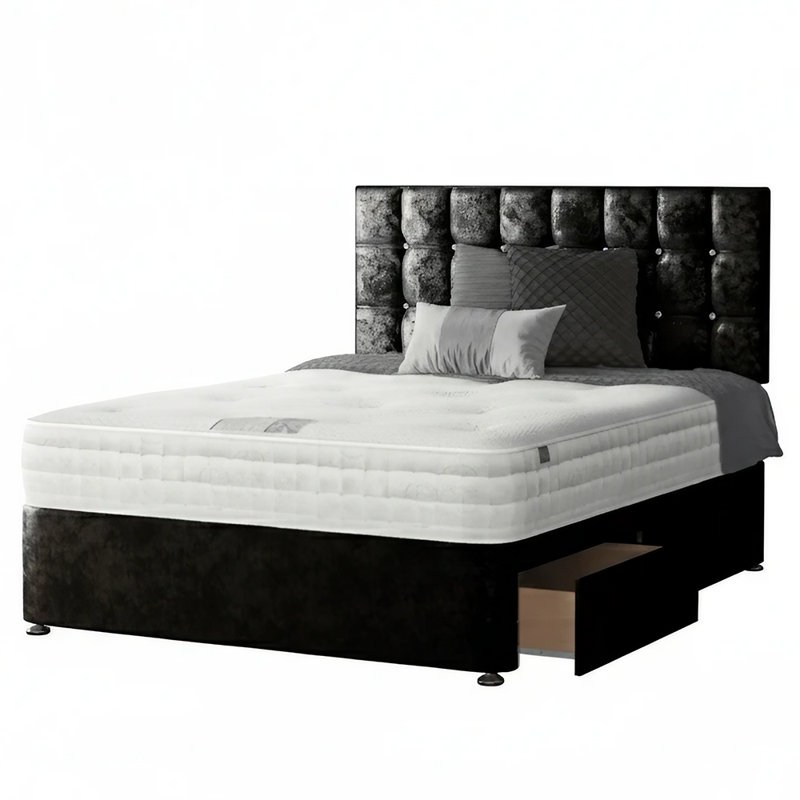 Falconer Upholstered Divan Bed, Super King (6'), 4 Drawers, Black