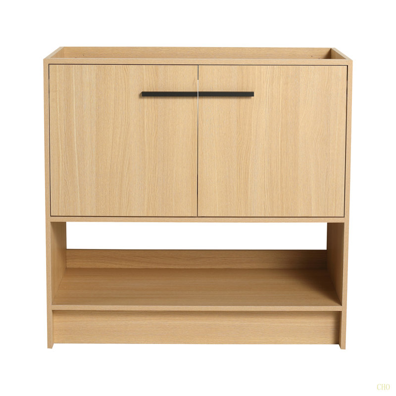 Meuble-lavabo sur pied 36 po, 2 portes, meuble-lavabo sur pied autoportant, contreplaqué (excluant l'évier), Chêne, 36"