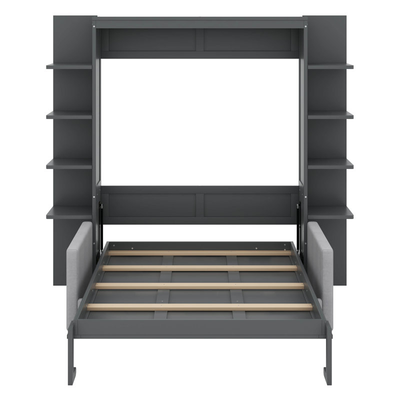 Grand lit escamotable avec canapé, Gris