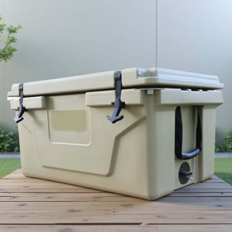 Glacière 65QT Rotomolded Glacière kaki, glacière de rétention de glace de 5 jours avec roues et bouchon de vidange pour le camping, la pêche, la plage, la queue