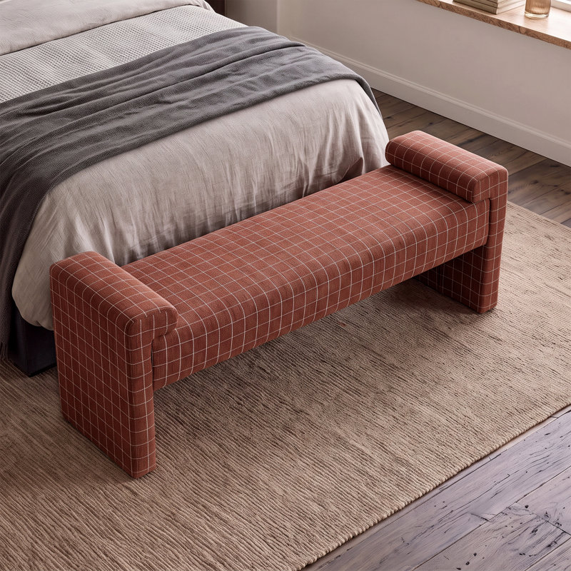 Banc rembourré l 59,4 po, Ocre / carreauté, Ocre