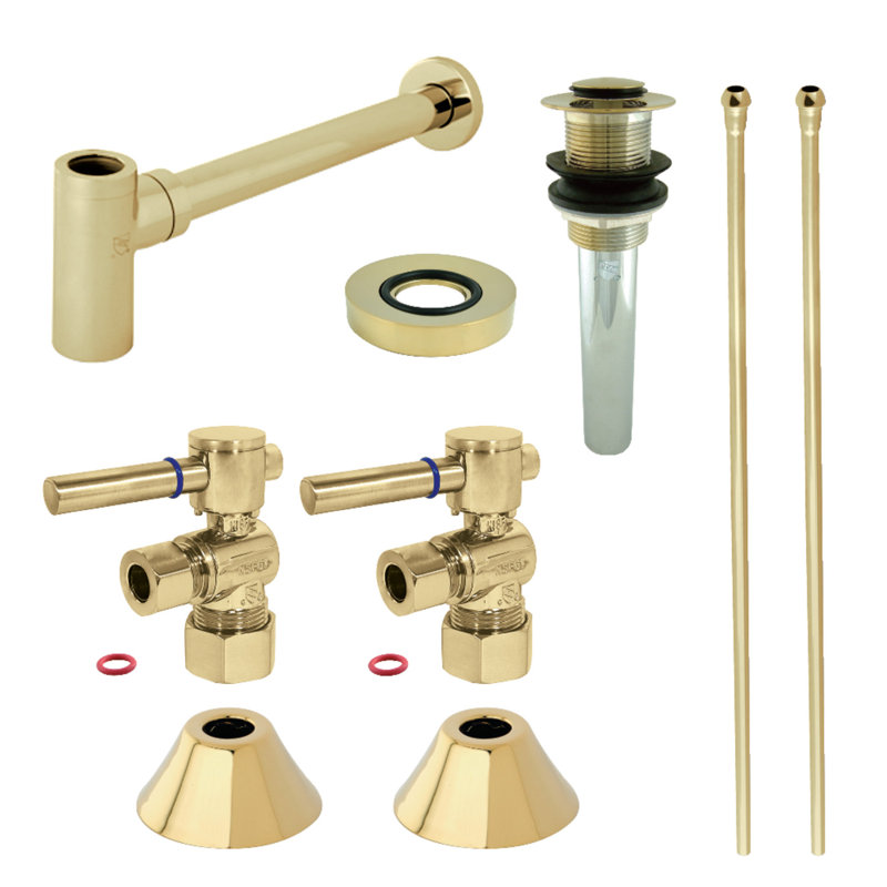 Kingston Brass Trimscape Contemporary Plumbing Sink Trim Kit with Bottle Trap and Drain, Brushed Nickel