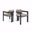 Ensemble de 2 chaises de patio pour l'extérieur, finition aluminium noir avec coussin beige-677343394