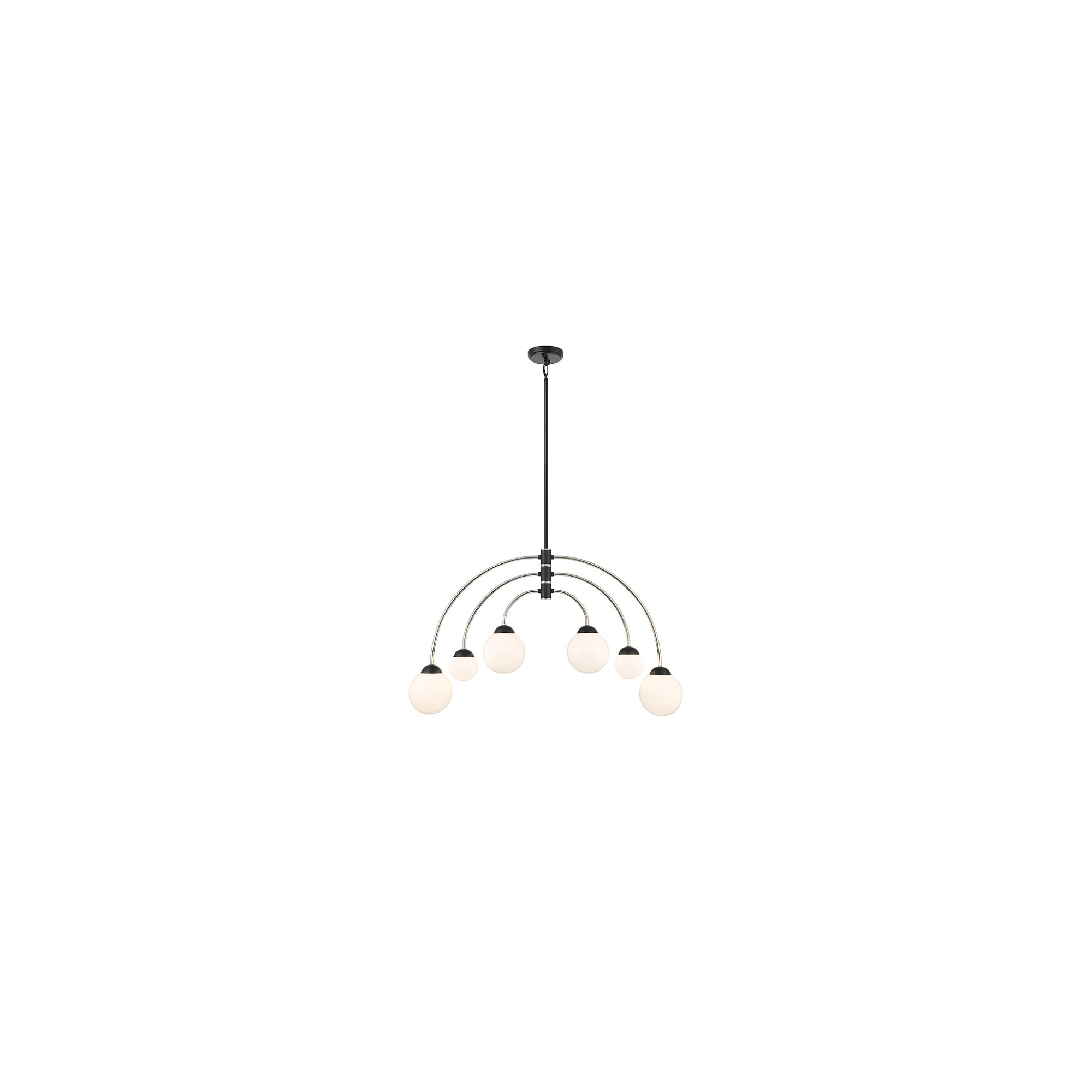 Everard 6 - Light Metal Dimmable Chandelier, Matte Black/Polished Nickel