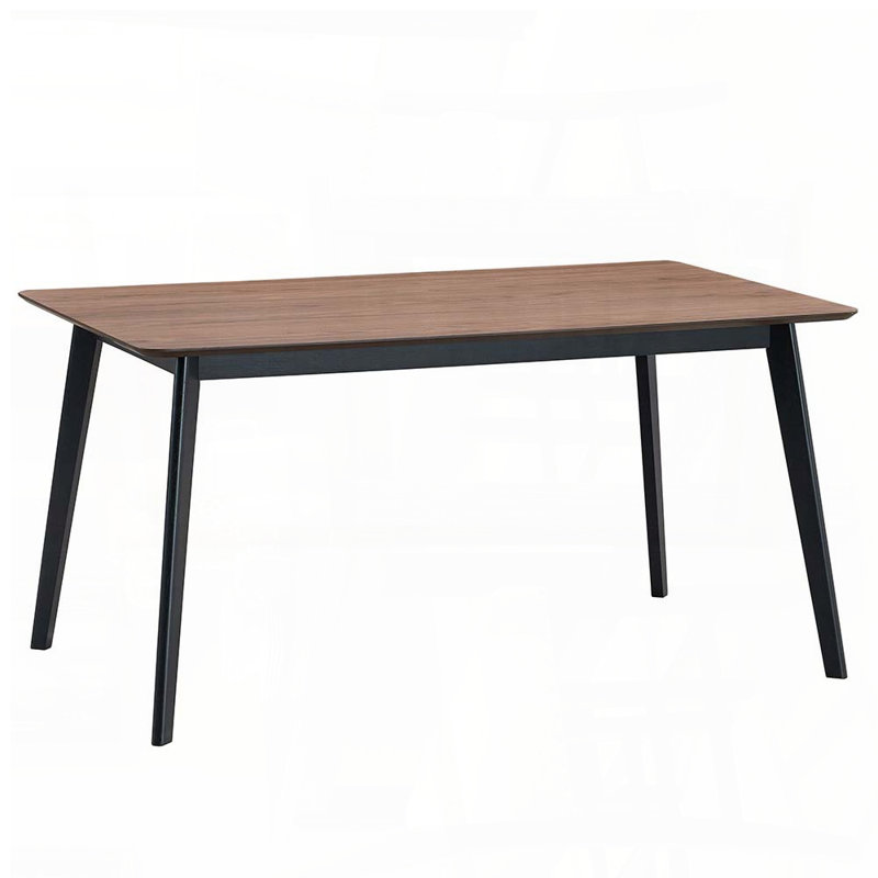 Contemporary Walnut and Black Finish Dining Table