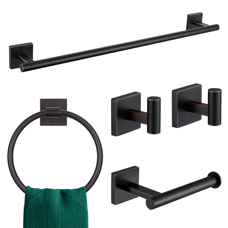 5 Piece Bathroom Hardware Set, Oil Rubbed Bronze