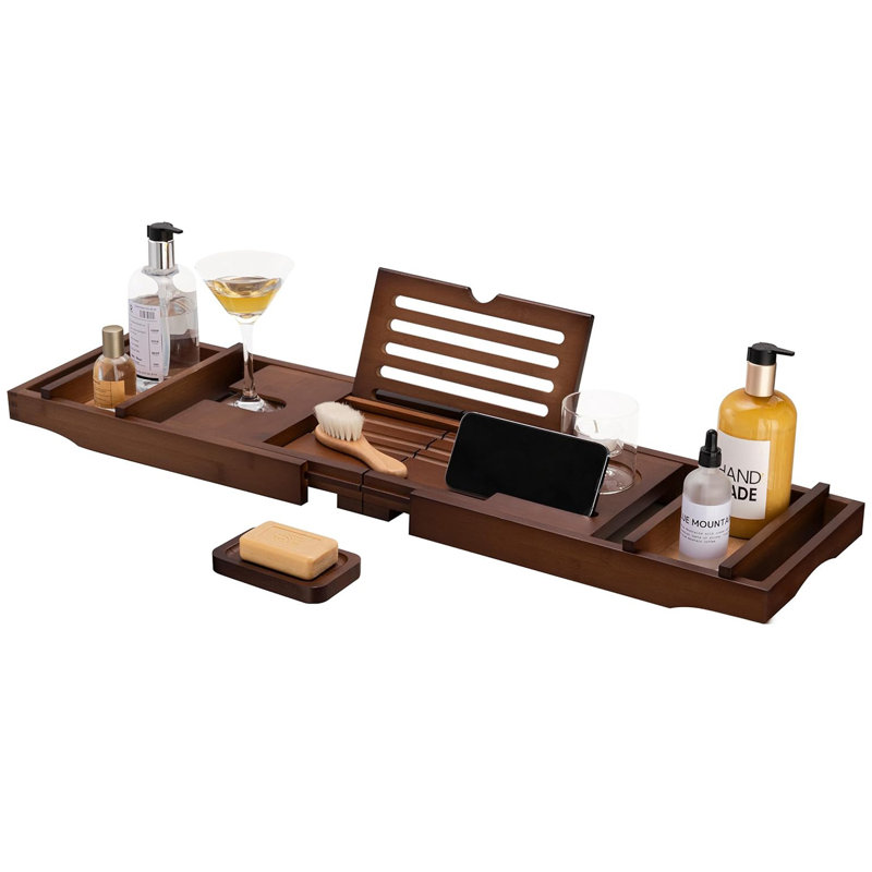 Nazirah Freestanding and No Mounting / Installation Required Bamboo Bath Caddy, Brown