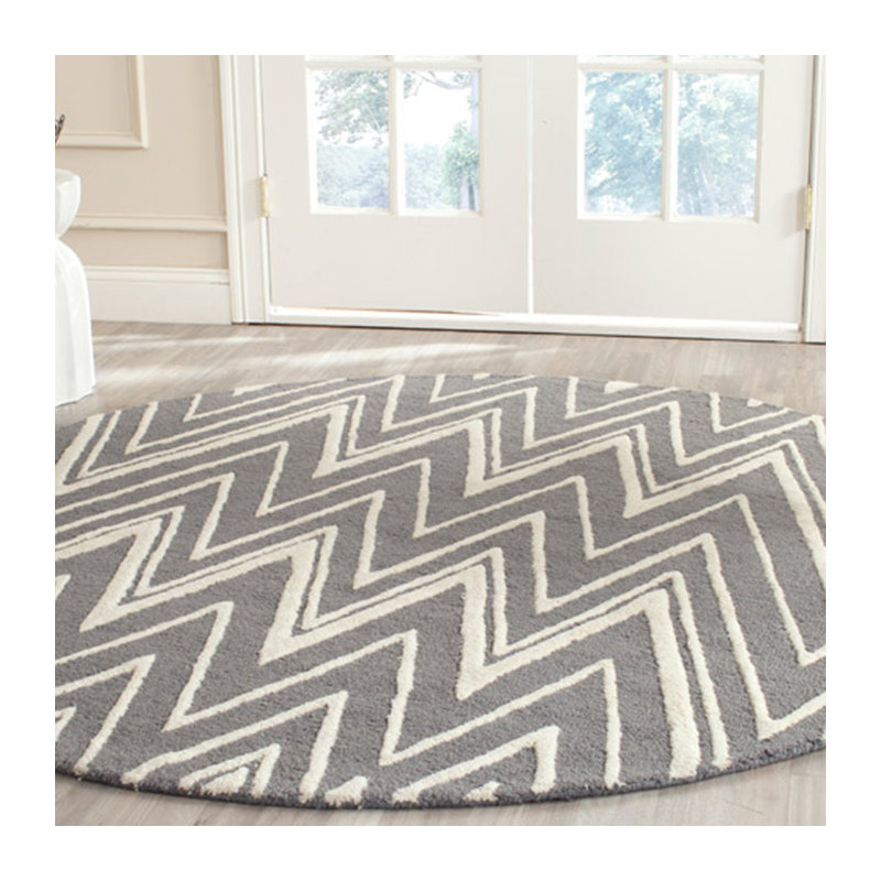 Ellicott Hand Tufted Wool Chevron Rug, Round 8'