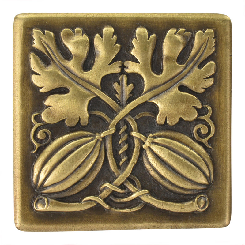 Kitchen Garden Square Knob, Antique Brass
