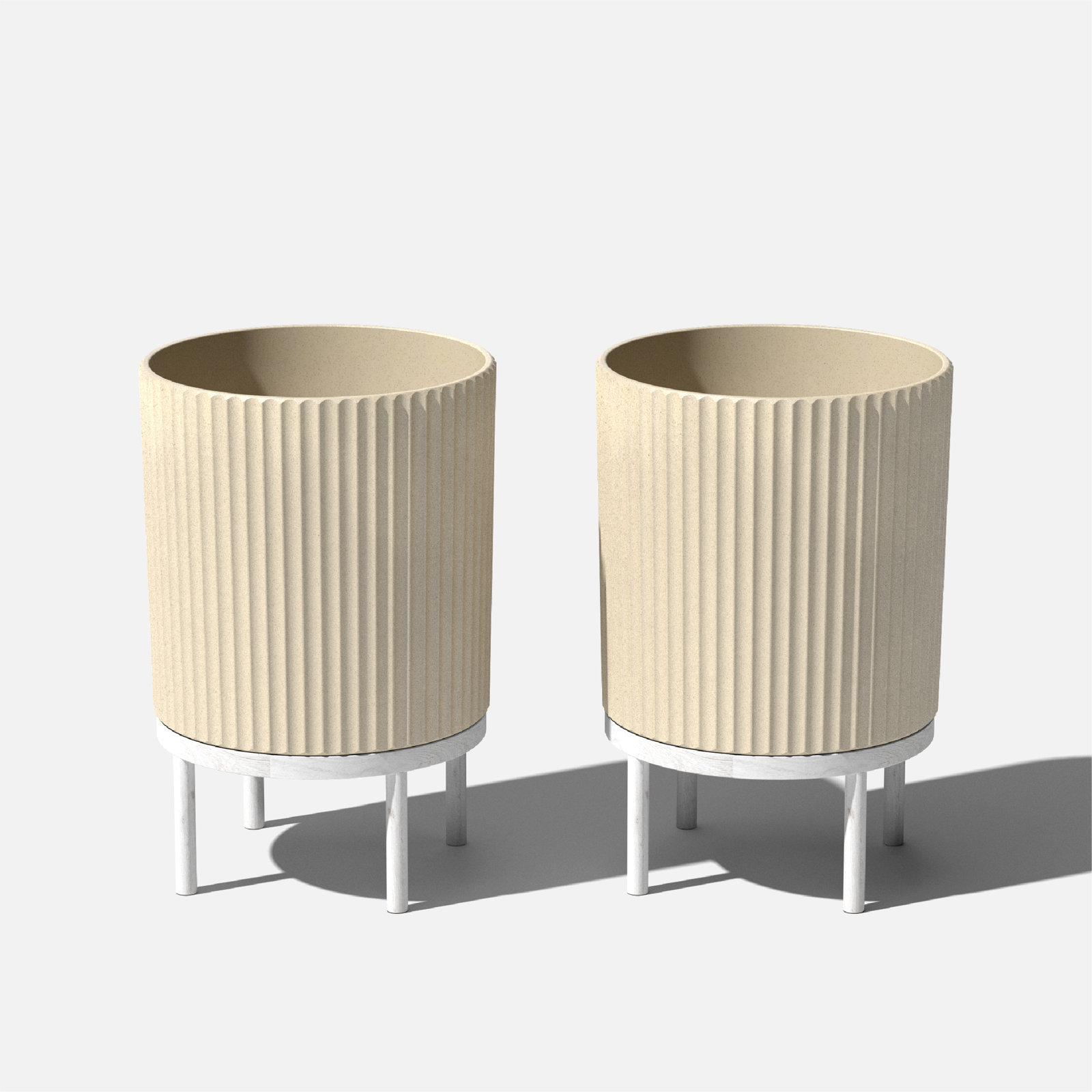 Demi Pot Planter, 22" H x 14.75" W x 14.75" D, Sand/White, 2