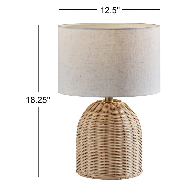 Radley Wicker/Rattan Table Lamp, 18.25" H x 12.5" W x 12.5" D