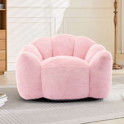 Fauteuil en fausse fourrure avec accoudoirs, coussin d'oreiller pour adulte rose, mousse haute densité, sans assemblage et antidérapant, idéal pour lire dans un sac de billes, fourrure rembourrée, installation, base antidérapante, mode de vie convenable