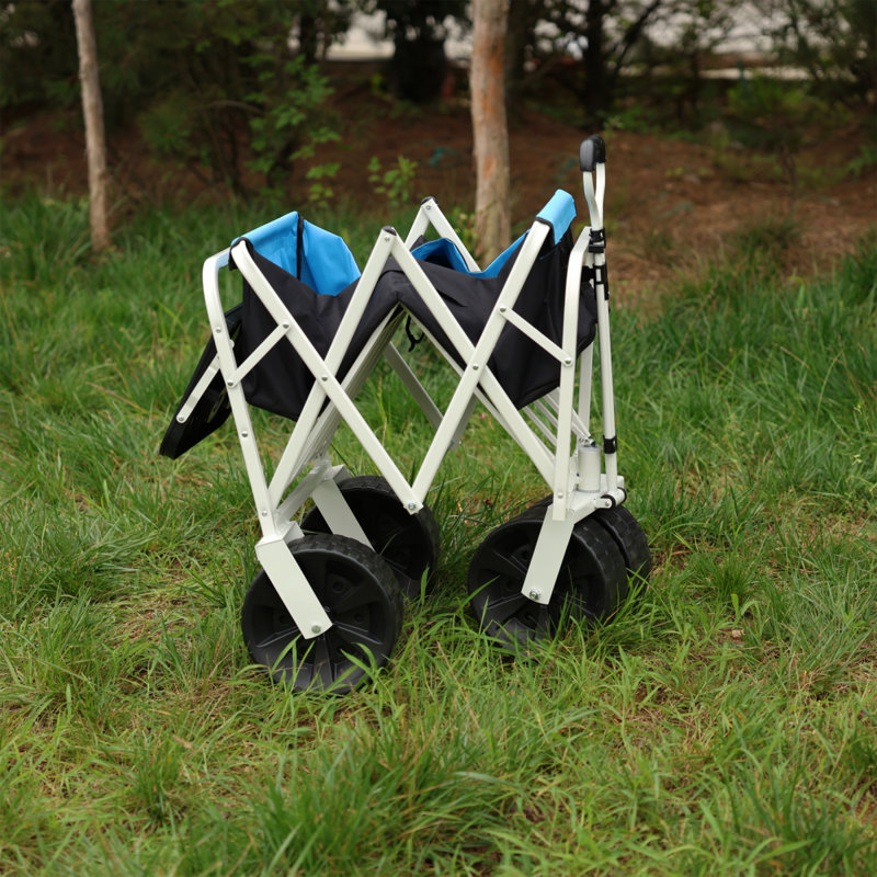 Chariot de plage pliant Wagon Garden, Blanc / noir / bleu, H 3,58 po x l 3,91 po x P 1,72 po