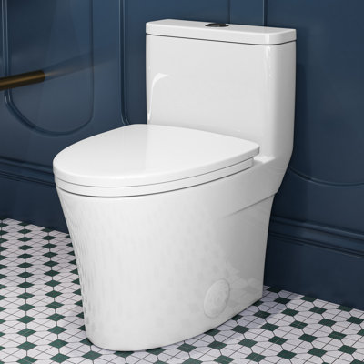 HOROW Compact One-Piece Elongated Toilet with Soft-Close Seat, Dual-Flush System and Space-Saving Design, 1.1/1.6 GPF