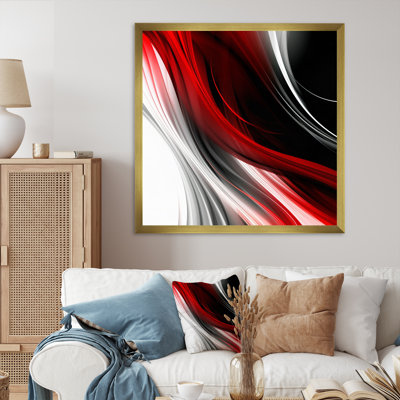 Red Black Infinite Ripples I - Abstract Modern Waves Wall Art