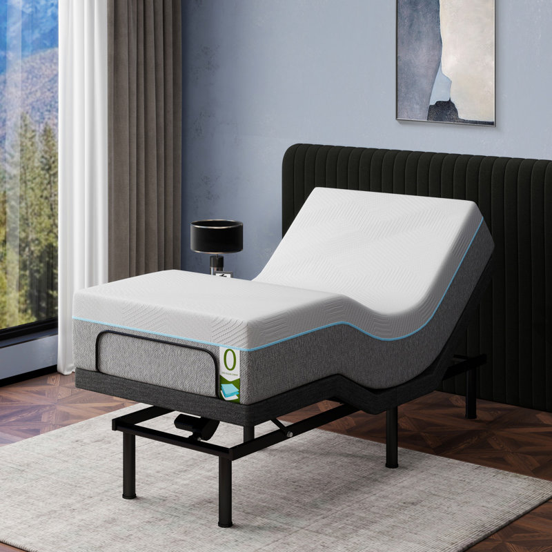 Matelas de 12 po inclus avec cadre de lit réglable - télécommande sans fil, position zéro gravité et inclinaison indépendante de la tête / du pied