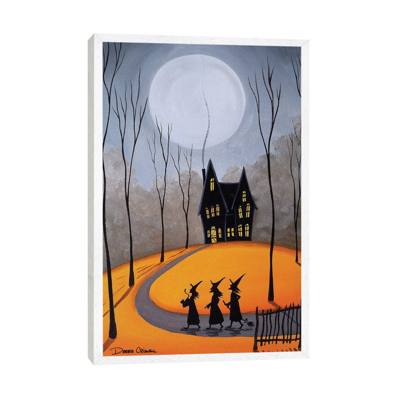 Three Little Witches by Debbie Criswell - Wrapped Canvas Print, 66.04 cm H x 45.72 cm W, White Framed