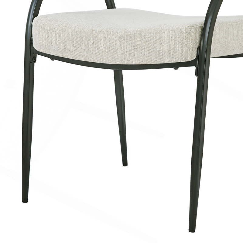 Chaises de salle à manger rembourrées avec pieds en métal (ensemble de 2), beige