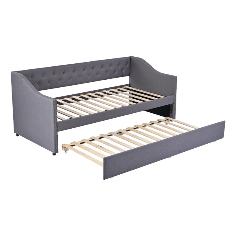 Antwerp Upholstered Daybed with Trundle, Grey