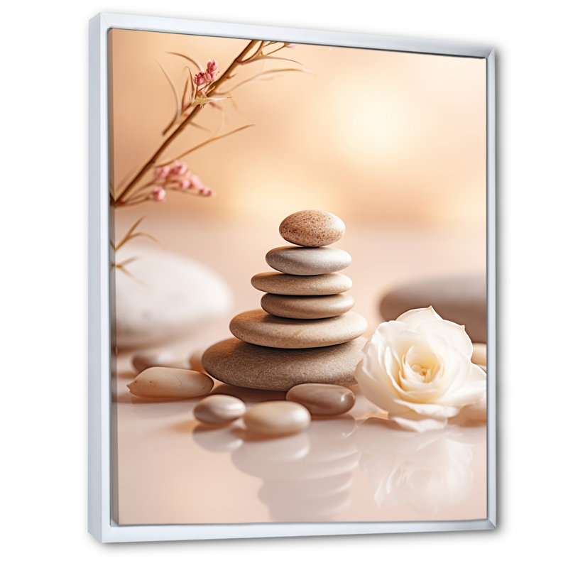 Spa Serenity Zen Stones délicat équilibre Cairn I - art mural en pierre spirituelle, H 40 po x l 30 po x P 1,5 po