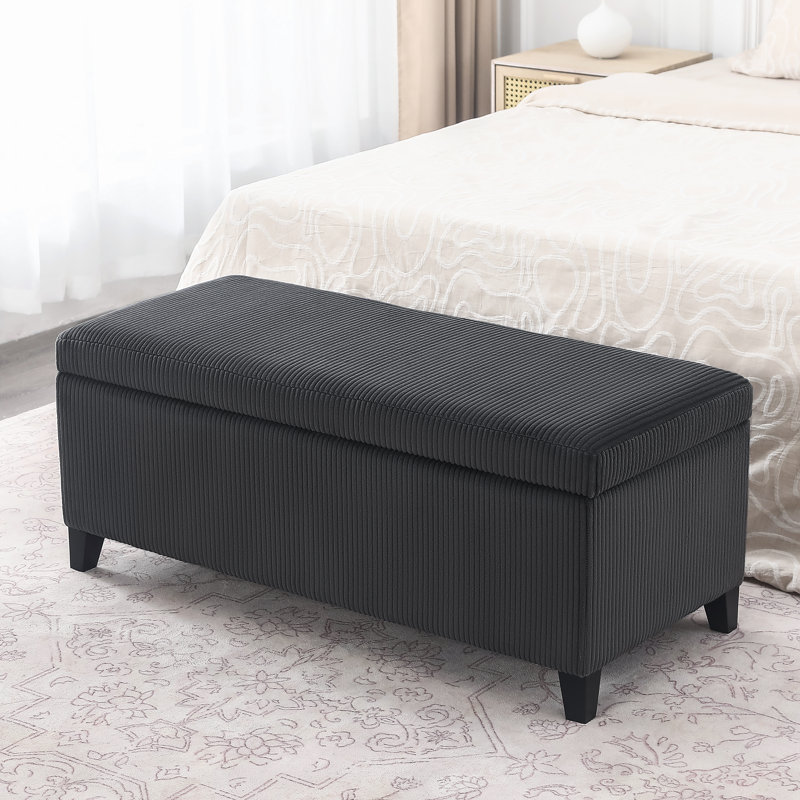 Banc de rangement avec repose-pieds à couvercle relevable l 42 po Bercume,  Gris foncé