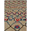 Tapis tribal marocain rétro en laine beige / rouge / bleu 4 pi 6 po x 9 pi 10 po