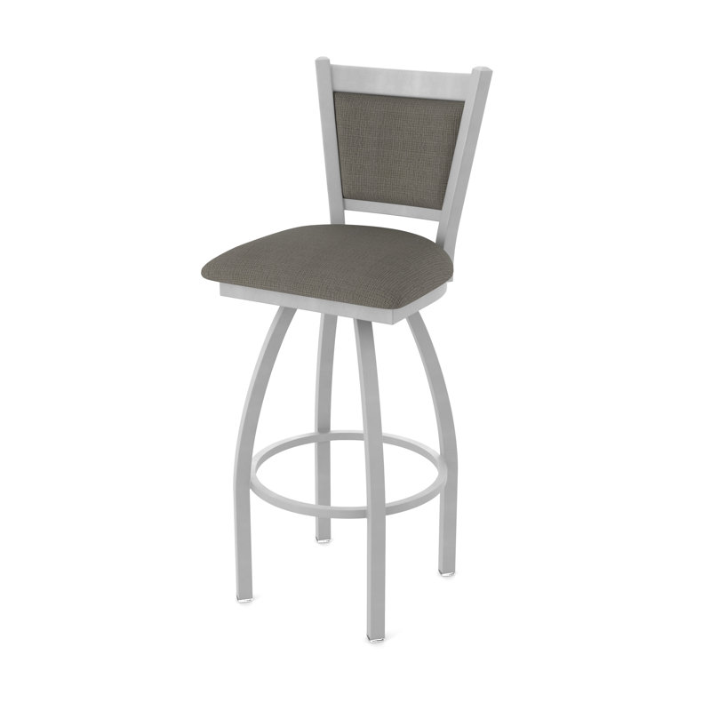 Tabouret pivotant Hadleigh, Nickel anodisé, Tissu - graphique calice, Tabouret de bar (siège d'une hauteur de 36 po)
