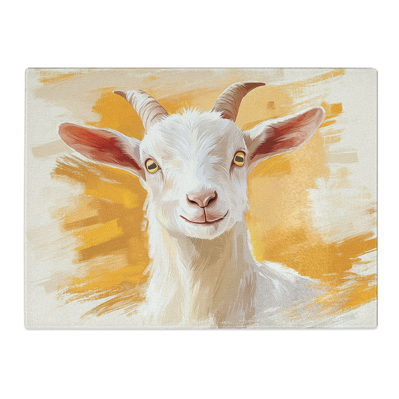 Cute Goat  Glass Chopping Board