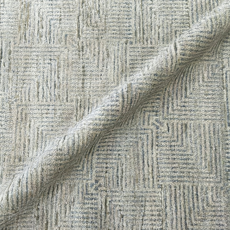 Hand Knotted Geometric Area Rug in Blue/Gray, Rectangle 5' x 8'
