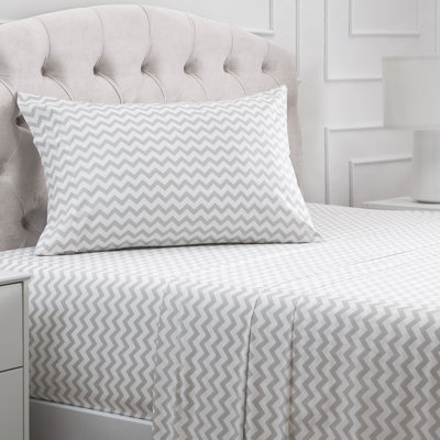 Draps simples Mellanni 1800 gris à chevrons