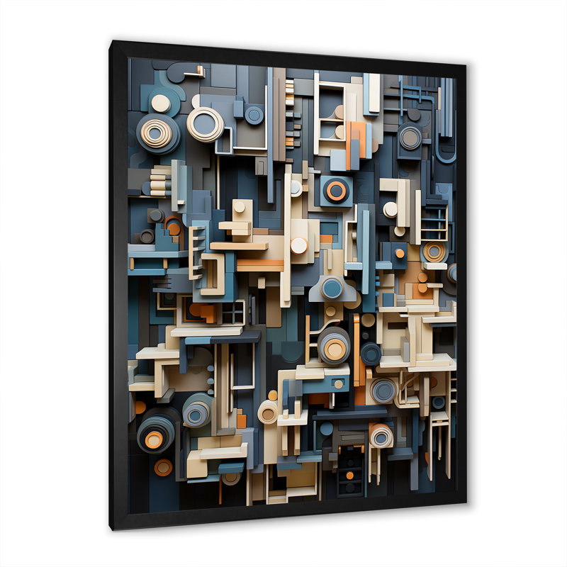 Abstrait taupe taupe sur toile, H 32 po x l 16 po x P 1 po, Cadre simple noir