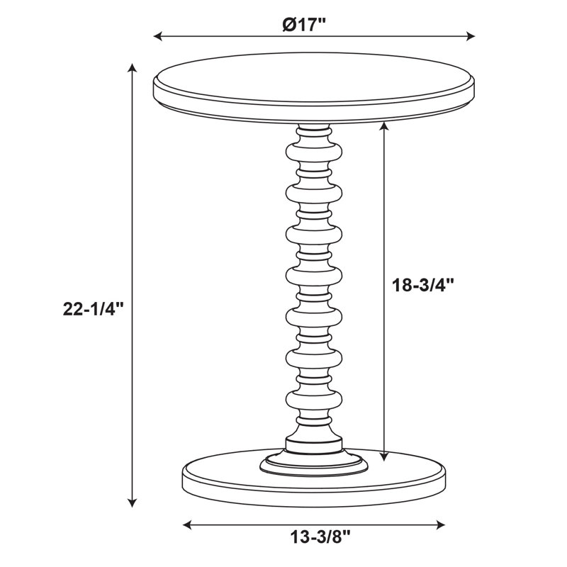 Table de bout à piédestal Fiama, Gomme balloune, H 22,25 po x l 17 po