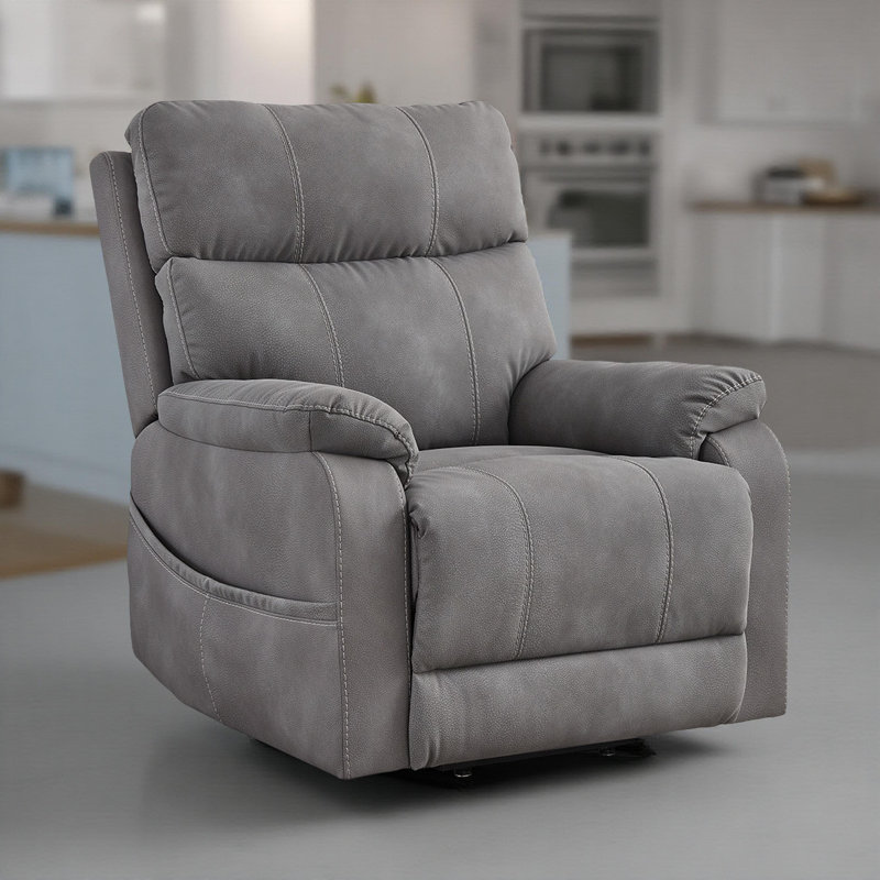 Corbin Power Lift Recliner Chair, Faux Leather, Pillow Top Arms, Gray