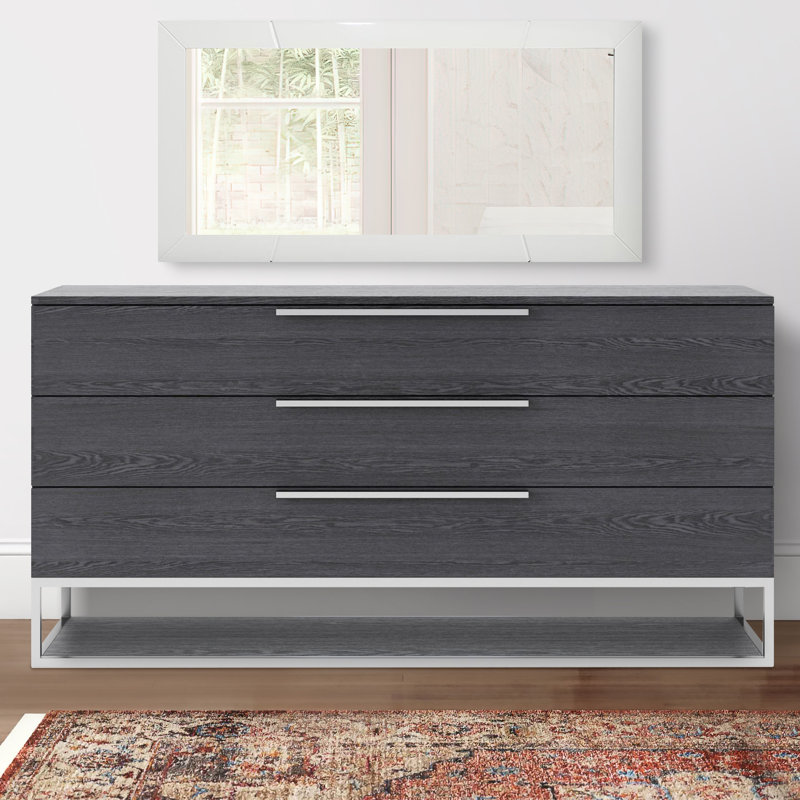Commode 3 tiroirs Heloise, Gris foncé
