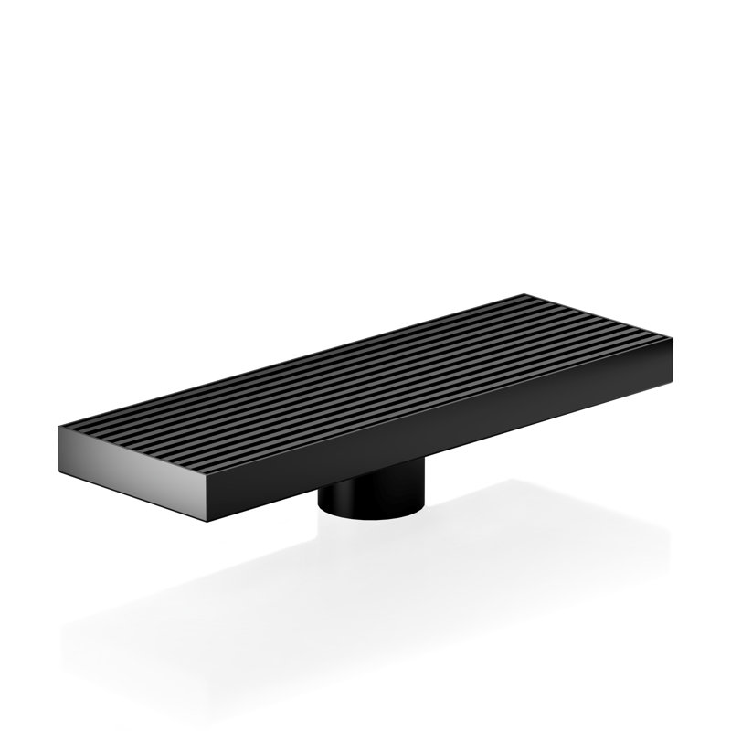 Drain de douche linéaire de 12 pouces, acier inoxydable 304 avec pieds réglables, raccords de salle de bain rectangulaires, noir mat