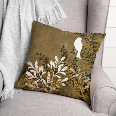  Bird on Branch Outdoor Square Pillow Cover & Insert