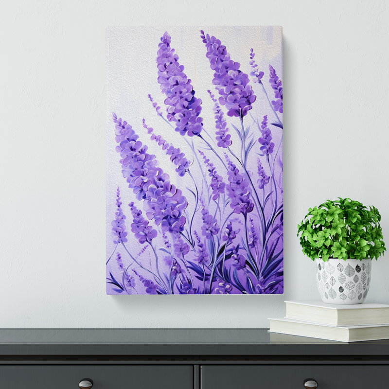 Lavender Flower Hard Edge Painting - Wrapped Canvas, 60cm H x 40cm W x 3cm D