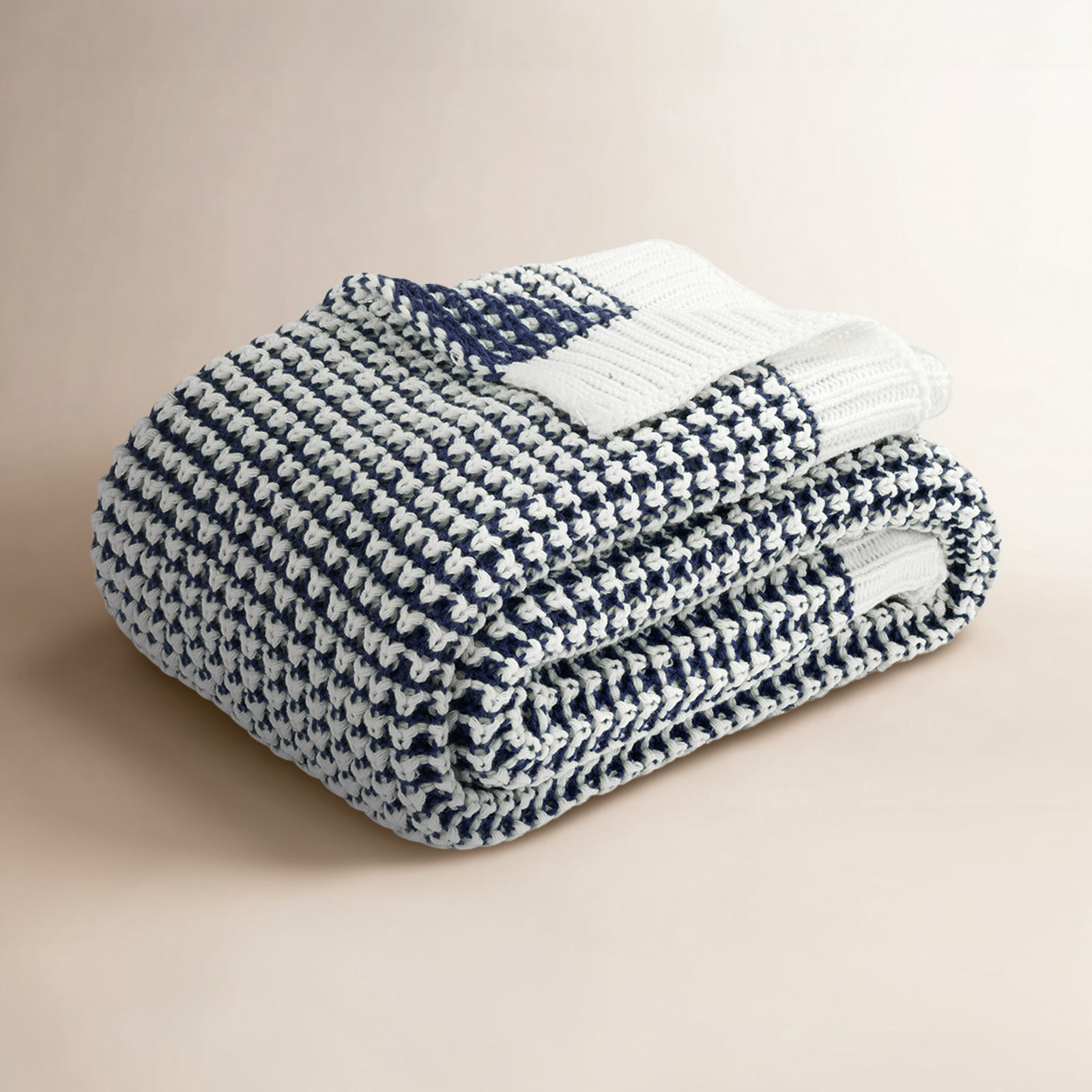 Keil Plastic / Acrylic Knitted Throw Blanket, Navy