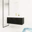 Lavabo de salle de bain 48 po. , Châtaignier noir. Bassin en résine à bords épais, charnières silencieuses, boîtier en contreplaqué avec évier. Châtaignier moderne, bassin. Assemblage